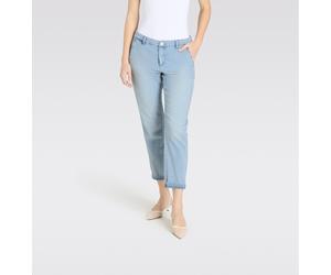 Slim-fit-Jeans MAC "CHINO turn up", Damen, Gr. 44, N-Gr, blau (authentic surf blau), Denim/Jeans, Obermaterial: 98% Baumwolle, 2% Elasthan, unifarben, slim fit knöchelfrei, Jeans Slim-fit-Jeans, im Fi