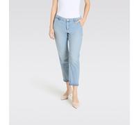 Slim-fit-Jeans MAC "CHINO turn up", Damen, Gr. 48, N-Gr, blau (authentic surf blau), Denim/Jeans, Obermaterial: 98% Baumwolle, 2% Elasthan, unifarben, slim fit knöchelfrei, Jeans Slim-fit-Jeans, im Fi
