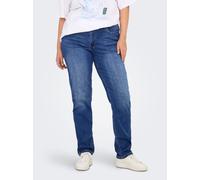 Slim-fit-Jeans ONLY CARMAKOMA "CARSUI MID SLIM DNM DIA364", Damen, Gr. 48, Länge 32, blau (medium blau denim), Denim/Jeans, Obermaterial: 95% Baumwolle, 3% Polyester, 2% Elasthan, unifarben, slim fit,