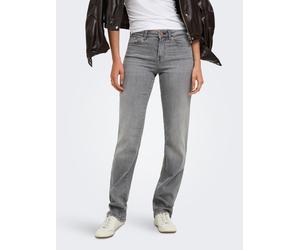Slim-fit-Jeans ONLY "ONLPOWER MW PUSH UP SLIM STRAIGHT DNM", Damen, Gr. L (40), Länge 32, grau denim, Denim/Jeans, Obermaterial: 92% Baumwolle, 6% Polyester, 2% Elasthan, unifarben, slim fit lang, Jea