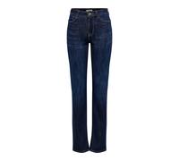 Slim-fit-Jeans ONLY "ONLPOWER MW PUSH UP SLIM STRAIGHT DNM", Damen, Gr. S (36), Länge 32, dunkelblau denim, Denim/Jeans, Obermaterial: 92% Baumwolle, 6% Polyester, 2% Elasthan, unifarben, slim fit lan