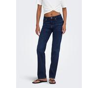 Slim-fit-Jeans ONLY "ONLPOWER MW PUSH UP SLIM STRAIGHT DNM", Damen, Gr. XL (42), Länge 32, dunkelblau denim, Denim/Jeans, Obermaterial: 92% Baumwolle, 6% Polyester, 2% Elasthan, unifarben, slim fit la