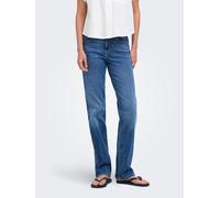 Slim-fit-Jeans ONLY "ONLPOWER MW PUSH UP SLIM STRAIGHT DNM", Damen, Gr. XL (42), Länge 32, medium blau denim, Denim/Jeans, Obermaterial: 92% Baumwolle, 6% Polyester, 2% Elasthan, unifarben, slim fit l