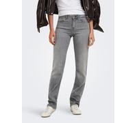 Slim-fit-Jeans ONLY "ONLPOWER MW PUSH UP SLIM STRAIGHT DNM", Damen, Gr. XS (34), Länge 30, grau denim, Denim/Jeans, Obermaterial: 92% Baumwolle, 6% Polyester, 2% Elasthan, unifarben, slim fit lang, Je
