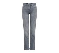Slim-fit-Jeans ONLY "ONLPOWER MW PUSH UP SLIM STRAIGHT DNM", Damen, Gr. XS (34), Länge 32, grau denim, Denim/Jeans, Obermaterial: 92% Baumwolle, 6% Polyester, 2% Elasthan, unifarben, slim fit lang, Je