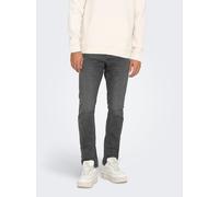 Slim-fit-Jeans ONLY & SONS "ONSLOOM SLIM BOX PIM DNM MU OTL", Herren, Gr. 31, Länge 34, medium grau denim, Denim/Jeans, Obermaterial: 50% Baumwolle, 30% Polyester, 18% Viskose, 2% Elasthan, Abriebeffe
