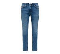 Slim-fit-Jeans ONLY & SONS "ONSLOOM SLIM JOG BOX PIM MU OTL", Herren, Gr. 28, Länge 30, blau (medium blau denim), Denim/Jeans, Obermaterial: 70% Baumwolle, 28% Polyester, 2% Elasthan, unifarben, slim 