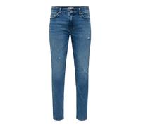 Slim-fit-Jeans ONLY & SONS "ONSLOOM SLIM JOG BOX PIM MU OTL", Herren, Gr. 36, Länge 34, blau (medium blau denim), Denim/Jeans, Obermaterial: 70% Baumwolle, 28% Polyester, 2% Elasthan, unifarben, slim