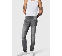 Slim-fit-Jeans PEAK TIME "München", Herren, Gr. 38, Länge 32, grau (hellgrau), Denim/Jeans, 87% Baumwolle, 11% Polyester, 2% Elasthan, Abriebeffekte, Destroyed-Effekte, Basic, slim fit lang, Jeans Sli