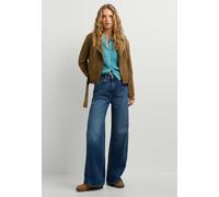 Slim-fit-Jeans PEPE JEANS "flare fit jeans BELLE HW FLARE CONTRAST", Damen, Gr. 32, Länge 32, blau (12 oz blau rigid denim), 100% Baumwolle, Jeans Slim-fit-Jeans (54083558-32) 12 oz blau rigid denim