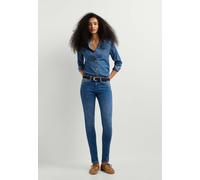 Slim-fit-Jeans PEPE JEANS "schmal geschnittene Jeans SKINNY JEANS LW SOHO", Damen, Gr. 34, Länge 32, blau (used faded stone), 93% Baumwolle, 6% Polyester, 1% Elasthan, Jeans Slim-fit-Jeans (30339243-3