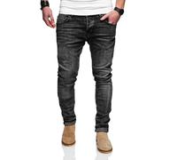 Slim-fit-Jeans RELLO & REESE, Herren, Gr. 30, Länge 32, schwarz, 97% Baumwolle, 3% Elasthan, Jeans Slim-fit-Jeans, mit schmalem Bein (52682545-30) schwarz