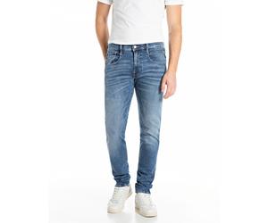 Slim-fit-Jeans REPLAY "Anbass", Herren, Gr. 32, Länge 32, blau (medium blau 990), Denim/Jeans, Obermaterial: 91% Baumwolle, 6% Elastomultiester, 3% Elasthan, slim fit normal, Jeans Slim-fit-Jeans (794