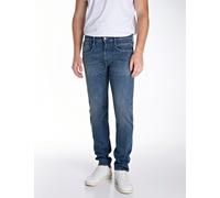 Slim-fit-Jeans REPLAY "ANBASS", Herren, Gr. 36, Länge 34, blau (medium blau 822), Denim/Jeans, Obermaterial: 99% Baumwolle, 1% Elasthan, slim fit normal, Jeans Slim-fit-Jeans, mit Washed-Optik (632404