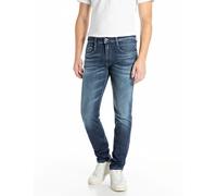 Slim-fit-Jeans REPLAY "ANBASS Jeans", Herren, Gr. 33, Länge 34, blau (dunkelblau used), Denim/Jeans, Obermaterial: 95% Baumwolle, 3% Elastomultiester, 2% Elasthan, slim fit normal, Jeans Slim-fit-Jean