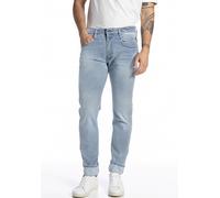 Slim-fit-Jeans REPLAY "Anbass Superstretch", Herren, Gr. 33, Länge 32, blau (light blau), Denim/Jeans, Obermaterial: 94% Baumwolle, 4% Elastomultiester, 2% Elasthan, slim fit lang, Jeans Slim-fit-Jean