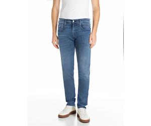 Slim-fit-Jeans REPLAY "Anbass Superstretch", Herren, Gr. 36, Länge 34, medium blau c009, Denim/Jeans, Obermaterial: 90% Baumwolle, 8% Polyester, 2% Elasthan, slim fit lang, Jeans Slim-fit-Jeans, elast