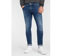 Slim-fit-Jeans REPLAY "MICKYM", Herren, Gr. 33, Länge 34, dunkelblau, Denim/Jeans, Obermaterial: 99% Baumwolle, 1% Elasthan, slim fit normal, Jeans Slim-fit-Jeans, Tapered, 5-Pocket-Stil (82038330-33)