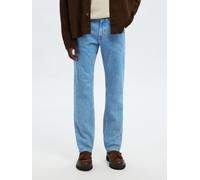 Slim-fit-Jeans SELECTED HOMME "SLH175-SLIM BEN KORI JEANS NOOS", Herren, Gr. 33, Länge 34, blau (light blau denim detail:204), Denim/Jeans, Obermaterial: 99% Baumwolle, 1% Elasthan, unifarben, slim fi