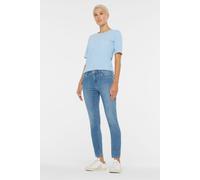 Slim-fit-Jeans SENSES.THE LABEL, Damen, Gr. 27, Normalgrößen, blau, Denim/Jeans, Material: 78% Baumwolle, 21% Polyester, 1% Elasthan, Abriebeffekte, slim fit, Jeans Slim-fit-Jeans, mit Used-Waschung (