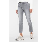 Slim-fit-Jeans SENSES.THE LABEL, Damen, Gr. 30, Normalgrößen, grau (easy grau), Material: 72% Baumwolle, 27% Polyester, 1% Elasthan, Abriebeffekte, slim fit, Jeans Slim-fit-Jeans, mit Used-Waschung (4
