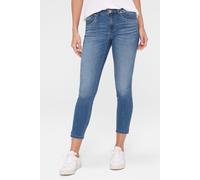 Slim-fit-Jeans SENSES.THE LABEL, Damen, Gr. 34, Normalgrößen, blau, Material: 78% Baumwolle, 21% Polyester, 1% Elasthan, Abriebeffekte, slim fit, Jeans Slim-fit-Jeans, mit verkürztem Bein (43870545-34