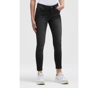 Slim-fit-Jeans SOCCX, Damen, Gr. 26, Normalgrößen, schwarz (schwarz washed metal), Denim/Jeans, Material: 63% Baumwolle, 25% Polyester, 10% Viskose, 2% Elasthan, Zusatz: Enthält nichttextile Teile tie