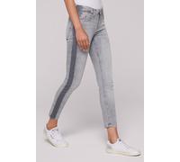 Slim-fit-Jeans SOCCX Gr. 32, Normalgrößen, grau, Damen, Material: 98% Baumwolle, 2% Elasthan, Zusatz: Enthält nichttextile Teile tierischen Ursprungs (Badge), bedruckt, Jeans, mit verkürztem Bein (302