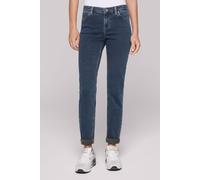 Slim-fit-Jeans SOCCX, Damen, Gr. 33, Länge 32, blau, Material: 98% Baumwolle, 2% Elasthan, Zusatz: Enthält nichttextile Teile tierischen Ursprungs (Badge), Abriebeffekte, casual, slim fit, Jeans, mit 