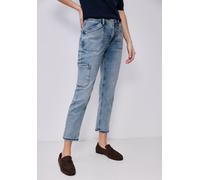 Cargojeans STREET ONE "Style Charlie", Damen, Gr. 28, Länge 28, bleached washed, Denim/Jeans, Obermaterial: 85% Baumwolle, 9% Polyester, 4% Elastomultiester, 2% Elasthan, unifarben, loose fit lang, Je