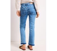 Street One Frauen High Waist Flared Leg Jeans mit Ziersaum in Blau, Gr: 29