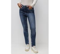 Slim-fit-Jeans STREET ONE "Style York", Damen, Gr. 30, Länge 30, blau (dunkelblau random), Denim/Jeans, Obermaterial: 89% Baumwolle, 8% Polyester, 3% Elasthan, unifarben, slim fit lang, Jeans Slim-fit