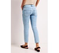 Slim-fit-Jeans STREET ONE, Damen, Gr. 36, Länge 26, blau (light blau random wash), Jeans, 85% Baumwolle, 9% Polyester, 4% Elastomultiester, 2% Elasthan, unifarben, 7/8-Länge, Jeans Slim-fit-Jeans, Mid