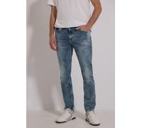 Slim-fit-Jeans STREET ONE MEN, Herren, Gr. 30, Länge 32, soft grüncast random wash, Jeans, 88% Baumwolle, 10% Polyester, 2% Elasthan, unifarben, lang, Jeans Slim-fit-Jeans, Middle Waist (23609544-30)