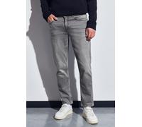 Slim-fit-Jeans STREET ONE MEN, Herren, Gr. 33, Länge 32, mid grau wash, Jeans, 98% Baumwolle, 2% Elasthan, unifarben, lang, Jeans Slim-fit-Jeans, aus Baumwolle mit Stretchanteil (13374667-33) mid grau