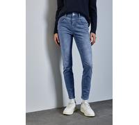 Slim-fit-Jeans STREET ONE "Style YORK", Damen, Gr. 31, Länge 30, blau (light blau wash), Denim/Jeans, Obermaterial: 63% Baumwolle, 25% Polyester, 10% Viskose, 2% Elasthan, slim fit lang, Jeans Slim-fi