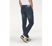 Slim-fit-Jeans TOM TAILOR DENIM "PIERS", Damen, Gr. 32, Länge 32, schwarz (schwarz stone used), Denim/Jeans, Obermaterial: 99% Baumwolle, 1% Elasthan, unifarben, schmal lang, Jeans Slim-fit-Jeans, Sli