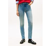 Slim-fit-Jeans TOMMY HILFIGER "DNM SLIM RW", Damen, Gr. 33, Länge 30, love, Denim/Jeans, Obermaterial: 99% Baumwolle, 1% Elasthan, Abriebeffekte, slim fit knöchellang, Jeans Slim-fit-Jeans (32442261-3