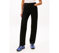 Slim-fit-Jeans TOMMY JEANS "KIRA MR SLIM STR DI4187", Damen, Gr. 30, Länge 32, schwarz (denim schwarz), Denim/Jeans, Obermaterial: 99% Baumwolle, 1% Elasthan, unifarben, slim fit, Jeans Slim-fit-Jeans