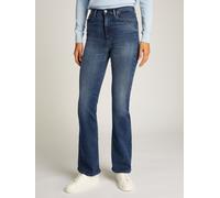 Slim-fit-Jeans TOMMY JEANS "Sylvia High Rise Flare", Damen, Gr. 32, Länge 30, schwarz (denim schwarz), Denim/Jeans, Obermaterial: 92% Baumwolle, 6% Elastomultiester, 2% Elasthan, unifarben, slim fit l