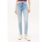 Slim-fit-Jeans TOMMY JEANS "TJLUCY MR SLIM", Damen, Gr. 30, Länge 28, denim light, Denim/Jeans, Obermaterial: 81% Baumwolle, 18% Lyocell, 1% Elasthan, unifarben, slim fit knöchellang, Jeans Slim-fit-J