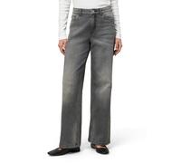 Slim-fit-Jeans ZERO "Damen weites Bein 32 Inch", Damen, Gr. 36, Normalgrößen, dunkelgrau used denim, Denim/Jeans, Obermaterial: 98% Baumwolle, 2% Elasthan; Besatz: 63% Polyacryl, 37% Polyamid; Futter: