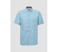 Slim Fit: Kurzarm-Hemd aus Baumwollstretch mit Flammgarnstruktur M türkis 2163070.6259.M