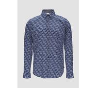 Slim Fit: Popeline-Hemd mit All-over-Print XL blau|mehrfarbig