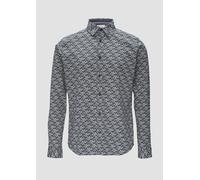 Slim Fit: Popeline-Hemd mit All-over-Print XL grau|mehrfarbig