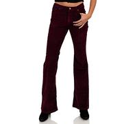 Slim Fit Stretch Cordhose weinrot Bootcut Schlag, Bordeaux Rot, 28W / 32L