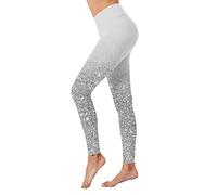 Slim Fit Thermo-Leggings für Damen, Yoga, enganliegend, bedruckte Hose, Leggings, hohe Taille, Workout, Laufen, Sport, Strumpfhose, Po, Yogahose für Workout, Sport, Laufen, silber, XL