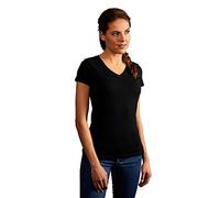E3086 Promodoro Damen V Ausschnitt T-Shirt Figurbetont Kurzarm Black S