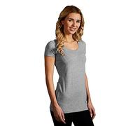 Slim-Fit V-Ausschnitt T-Shirt Lang Damen, Sportgrau, L