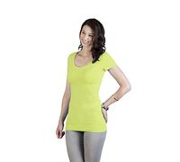 Slim-Fit V-Ausschnitt T-Shirt Lang Damen, Sportgrau, M
